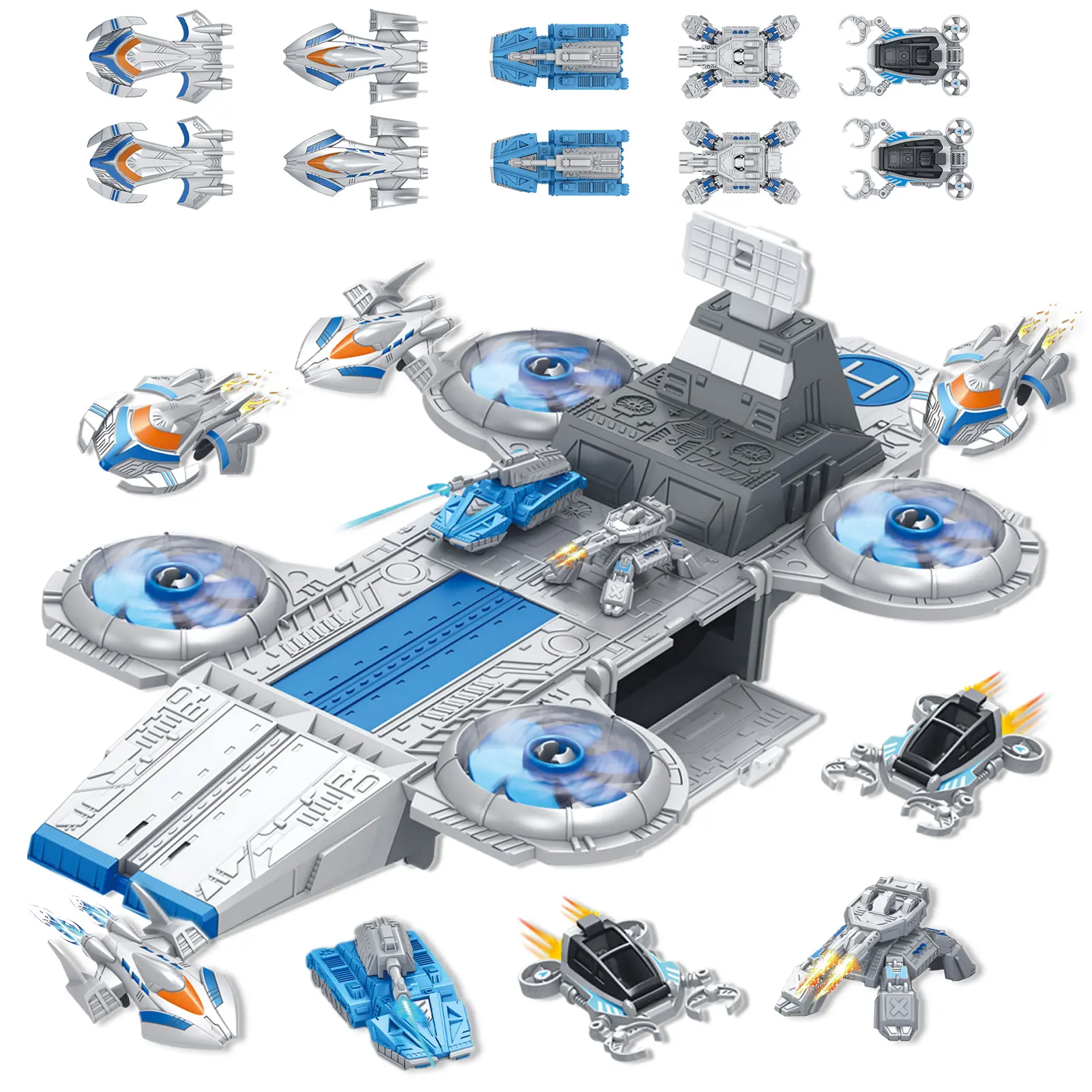 Jumbo Latex Colored Building Blocks Set - ASTM Certified Christmas Educational Toys for Kids 3-12, with Jumbo Space Ship, Fighter Jets, Shuttle, Tanks, Exploring Vehicle, DIY Photo Frame, T13 Action Figure for Indoor & Outdoor Play