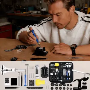 1 Set Watch Repair Tools, Professional Watch Repair Tools, Watch Battery Replacement Kit, Professional Winding Tool Set with Portable Carrying Case Watch Link Removal Tool Set