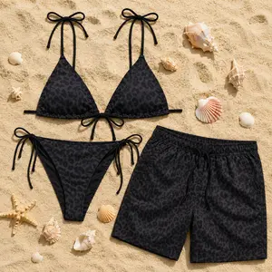Camo Matching Couple Swimsuits Set, BF and GF Matching Swimsuits, BF and GF Swimsuits, Camo Bikini Set for Women, Matching Duck Camo Swimwear Set for Couples, Couple Trendy Camo Bikini And Short, Summer Beach Vacation Outfit
