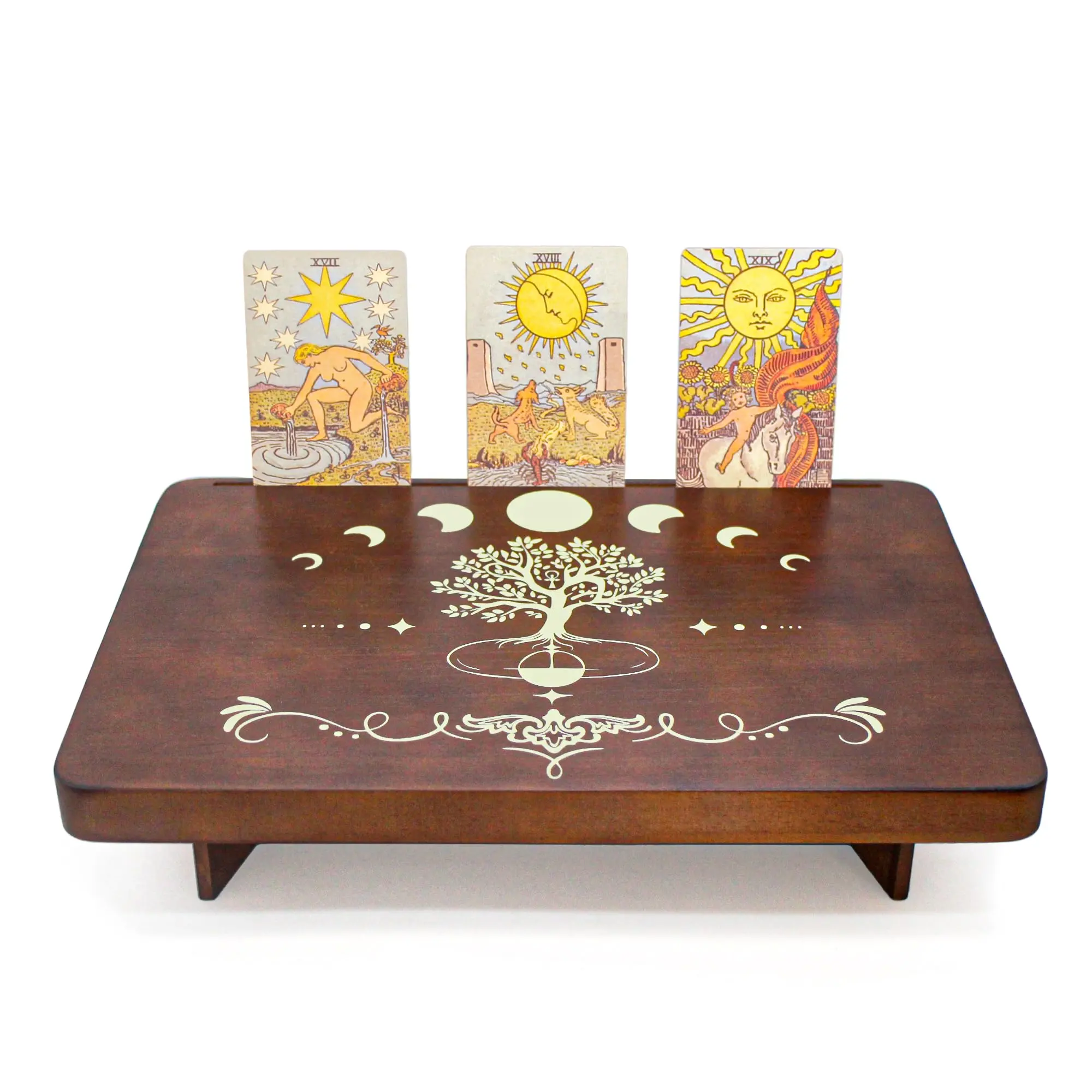 Wiccan Supplies, Witchcraft Decor, Witchy Gift for Women, Tarot Card Holder | Tree of Life Altar Table, Wooden Meditation Table Aesthetic, Witchcraft Supplies Witchy Home Decor, Wiccan Tools, Pagan Altar