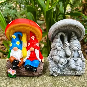 Charming Mushroom Gnome Statue, Resin Crafted for Garden & Home Decor, Festive Accent for Christmas, Halloween, Thanksgiving, Valentine's Day