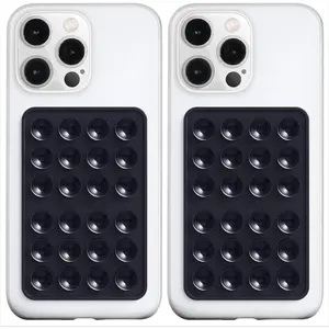 Suction Phone Case Adhesive Mount, Upgraded Super  Grip, Durable, Easy to Use, Hands-Free Sticky Phone Holder for Selfies,  Videos, 2.56"x3.94" (BLK&BLK)
