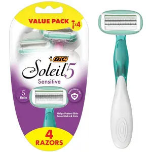 BIC Soleil 5 Sensitive Women’s Disposable Razors | 5-Blade | 4 Pack