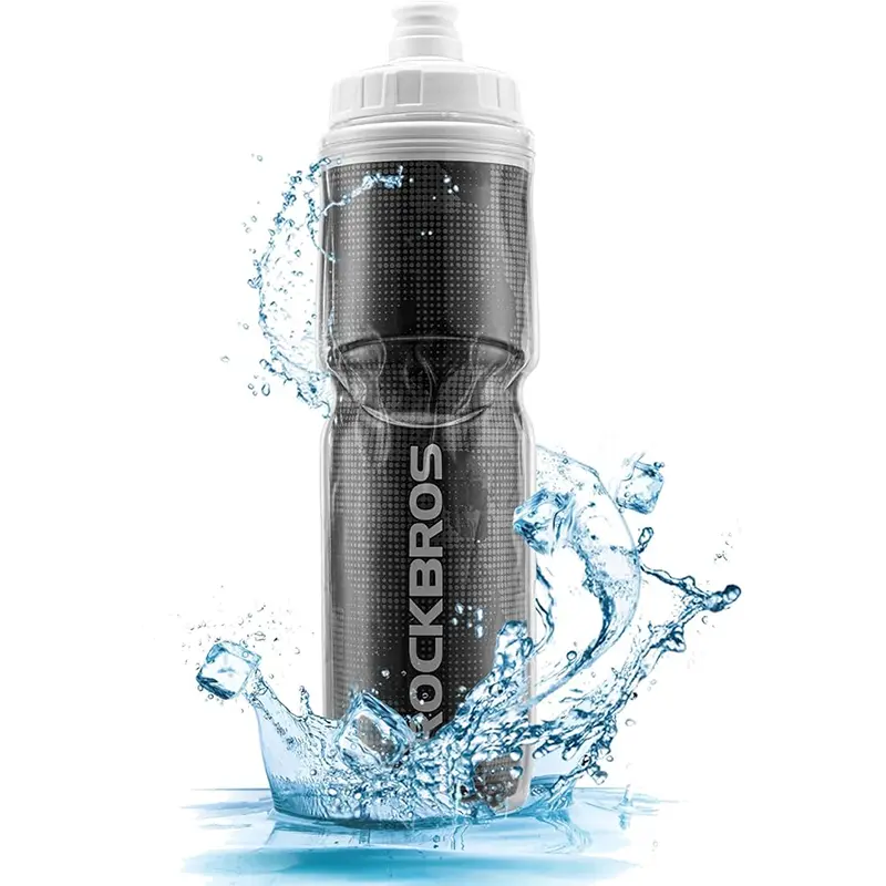 ROCKBROS Insulated Bicycle Sports Drinking Bottle, 670ml PP5 Material, Keep Cold Function, Mini Bike Accessories for Cycling