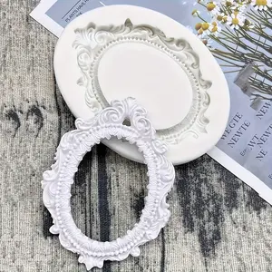 DIY European Vintage Oval Frame Silicone Mold, Pressed Resin Tool, Soap Clay Mould, Candle Decoration, Home Handmade Decorations