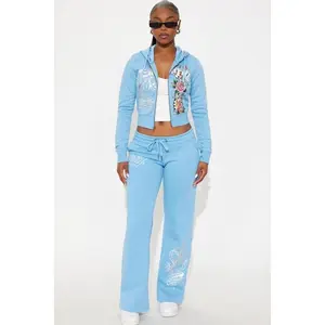 Ed Hardy Skull Haven Wide Leg Pant - Light Blue Q