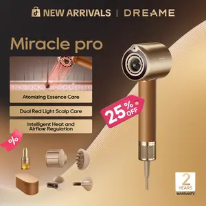 Dreame Miracle Pro High-Speed Hair Dryer, 130,000RPM Motor for Fast Drying, Red Light Scalp Care & Hair Nourishment, Intelligent Heat & Airflow Control, 6 Custom Modes, Lightweight Premium Design