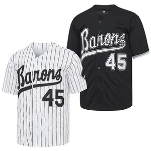Legendary Basketball Star 90s Barons #45 Baseball Jerseys Sewing Embroidery Hip Hop Clothes Outfit Unisex Party Gift Stripe White Black Sports Apparel Large Size S-3XL Sports apparel around fans Cheap and High Quality retro jersey