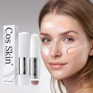 Dual -Ended Cover Cream Stick– Built-in Brushes， 24H Long-Lasting Waterproof Sweatproof，Korean Skin Care Foundation Stick with Collagen Capsules ，Create flawless natural-looking base makeup.A wonderful gift for your wife and best friend