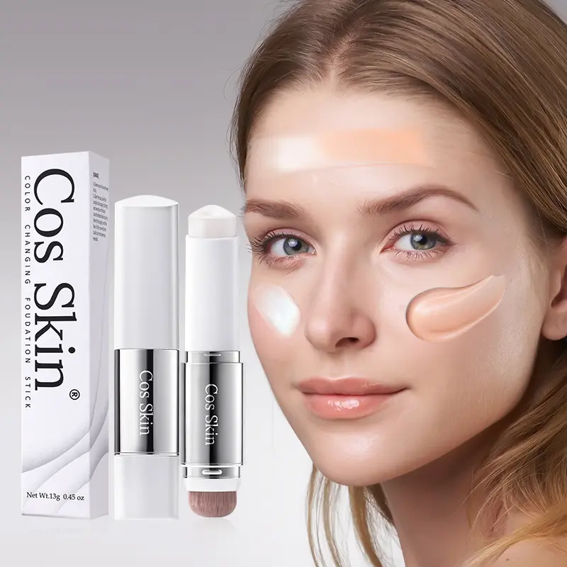 Dual -Ended Cover Cream Stick– Built-in Brushes， 24H Long-Lasting Waterproof Sweatproof，Korean Skin Care Foundation Stick with Collagen Capsules ，Create flawless natural-looking base makeup.A wonderful gift for your wife and best friend