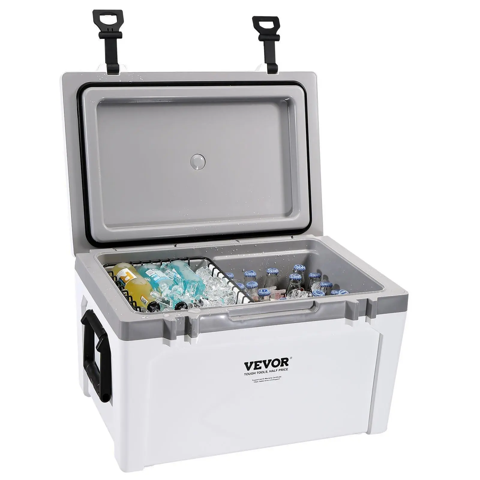 VEVOR 52 Qt Insulated Portable Hard Cooler Beverage Lunch Box, Holds 50 Cans, Heavy Duty Handle, Ice Retention for Camping, Beach, Travel, VEVOR Super Brand Day, Beverage Cooler#BackToSchool