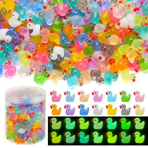 240pcs Luminous Mini Resin Ducks, Tiny Duck Bulk Glow in The Dark Small Plastic Miniature Ducks Figures for Dollhouse Decor Micro Garden Home Landscape Aquarium Craft Gifts Party Favors Toys
