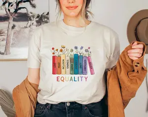 Equal Rights Shirt, Human Rights T-shirt, Equality Tee, Social Justice TShirt, Peace Love Sweatshirt, Diversity Tee, Bookish Gift, Floral Book Shirt