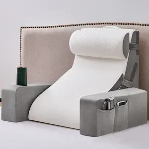 Reading Pillow for Sitting in Bed Adult with Pockets & Cup Holder Backrest for Gaming Watching TV Supportive Bed Chair Rest