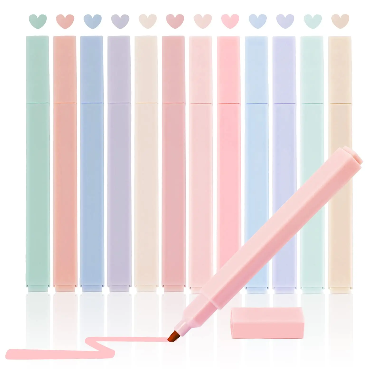 12 Color Highlighter Pen (12pcs), Highlighter Marker Pen, Simple Multi-purpose Marker Pen, Stationery Supplies, Art Supplies, School Supplies 2024