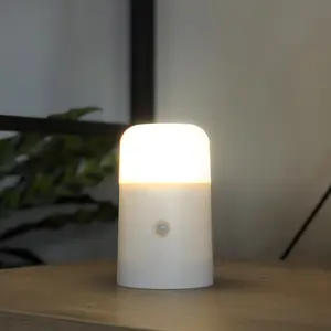 Motion Sensor LED Night Light - Wireless Battery Operated Motion Activated Portable Table Lamp with Soft Glow for Bedroom, Bathroom, Closet, Hallway, Nursery, Kitchen, Cabinets