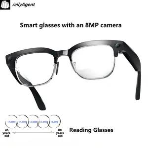 Reading Glasses  AI Metal Half-Frame Smart glasses Progressive Lenses classic style Lightweight 8MP 1080p HD Recording  AI Voice Assistant Language Translation Dual‑Mic Call Noise Cancellation Wear detection  Calls Music Ideal for Travel Adventure
