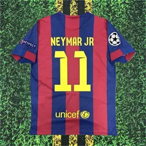 2014 2015 Home Red Blue Neymar 11 Short sleeve Soccer jersey