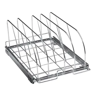 Spring new arrivals Pan and Pot Rack, Expandable Pull Out Under Cabinet Organizer, Cookie Sheet Baking Pans tray Organization, Adjustable Wire Dividers, Steel Lid Holder for Kitchen Cabinet & Pantry Storage, 12.5"W
