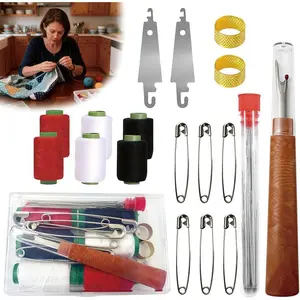 Big Eye Steel Sewing  Kit - Hand Sewing Kit with 5 Sizes of Big Eye Steel ,  Threaders, Sewing Ripper, and Sewing Thread. Travel and Wedding  Sewing Kit with Storage Case
