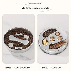 Stainless Steel Divided Sections Food & Water Bowl for Pets