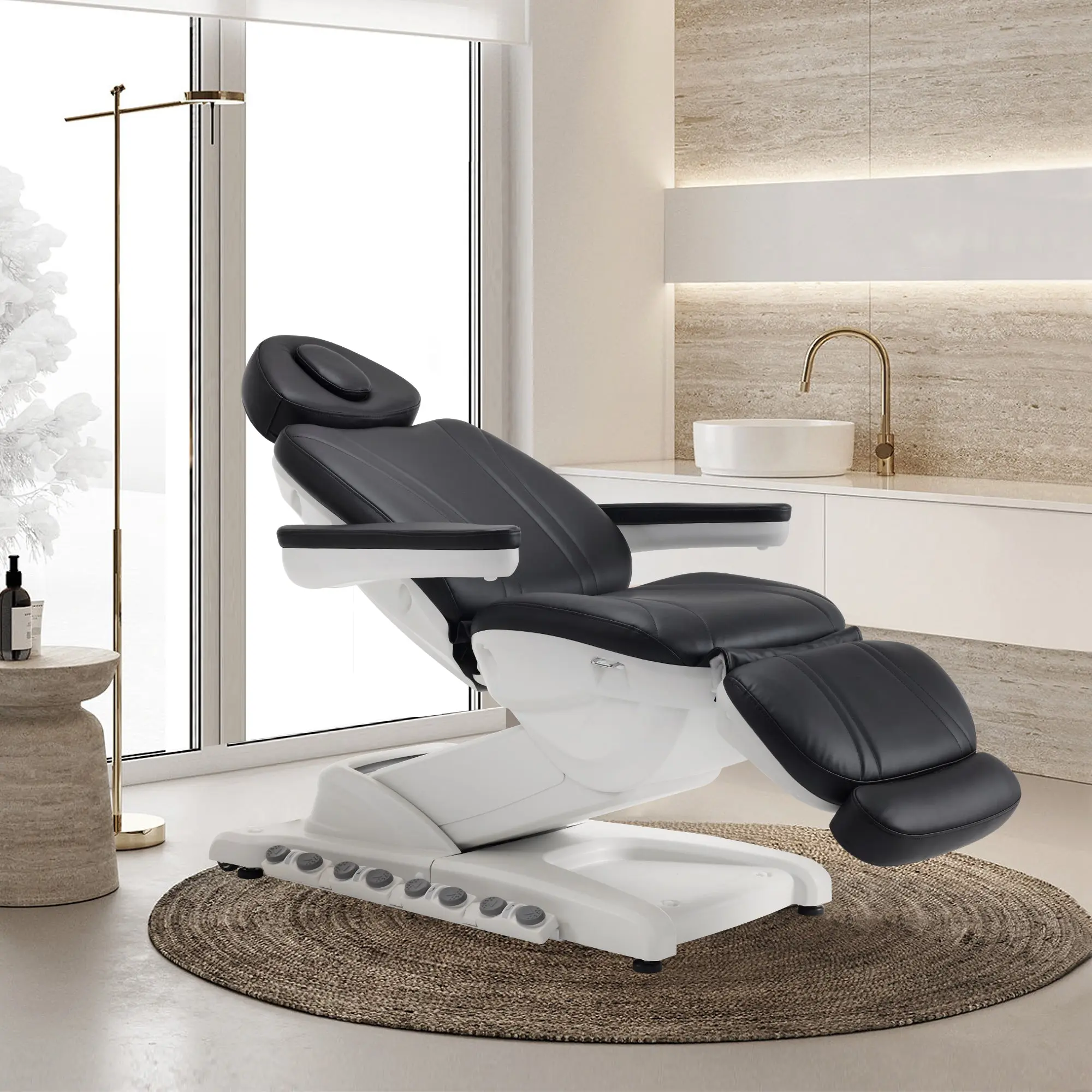 BarberPub Adjustable Full-Electric 4-Motor Leather Massage Facial Beauty Salon Furniture Bed, 400 lbs Capacity, 3 Preset Positions 2119, Comfy Design