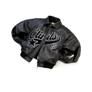 Jackets CoatsMensHipHopLeatherRetroEmbroideryJacketMotorcycleWearLeatherZipperJacketCoatStreetwear