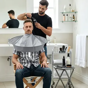 2-In-1 Hair And Umbrella Cape, Adjustable Barber Cape And Foldable Hairdresser Umbrella |   Black Comb Included |   for Adults (Women/Men) |   Salon/At-Home Use |   Christmas Gifts for Her/Him |   Holiday Decorations