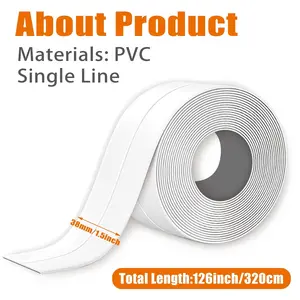 White Caulk Tape, Bathroom Waterproof Caulking Tape, Self-Adhesive Sealing for Kitchen Sink, Bathroom, Window, Shower, Toilet, Tub Floor Wall Tile Flex Edge Protector Strips (1.5" x 10.5Ft)