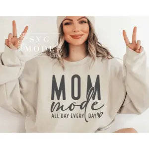 RTS MOM MODE all day every day heart SINGLE COLOR BLACK Screen Print transfers size ADULT 10X12  13-A