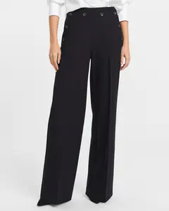 Express Studio Stretch Twill High Waisted Button Front Wide Leg Pant