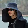 Men's Adjustable Sun Cap - Wide-Brimmed Windproof Lightweight Floral Bucket Hat, Shawl-Style Face & Neck Cover, UPF 50+ UV Blocking, One-Size-Fits-All for Fishing & Outdoor Sports