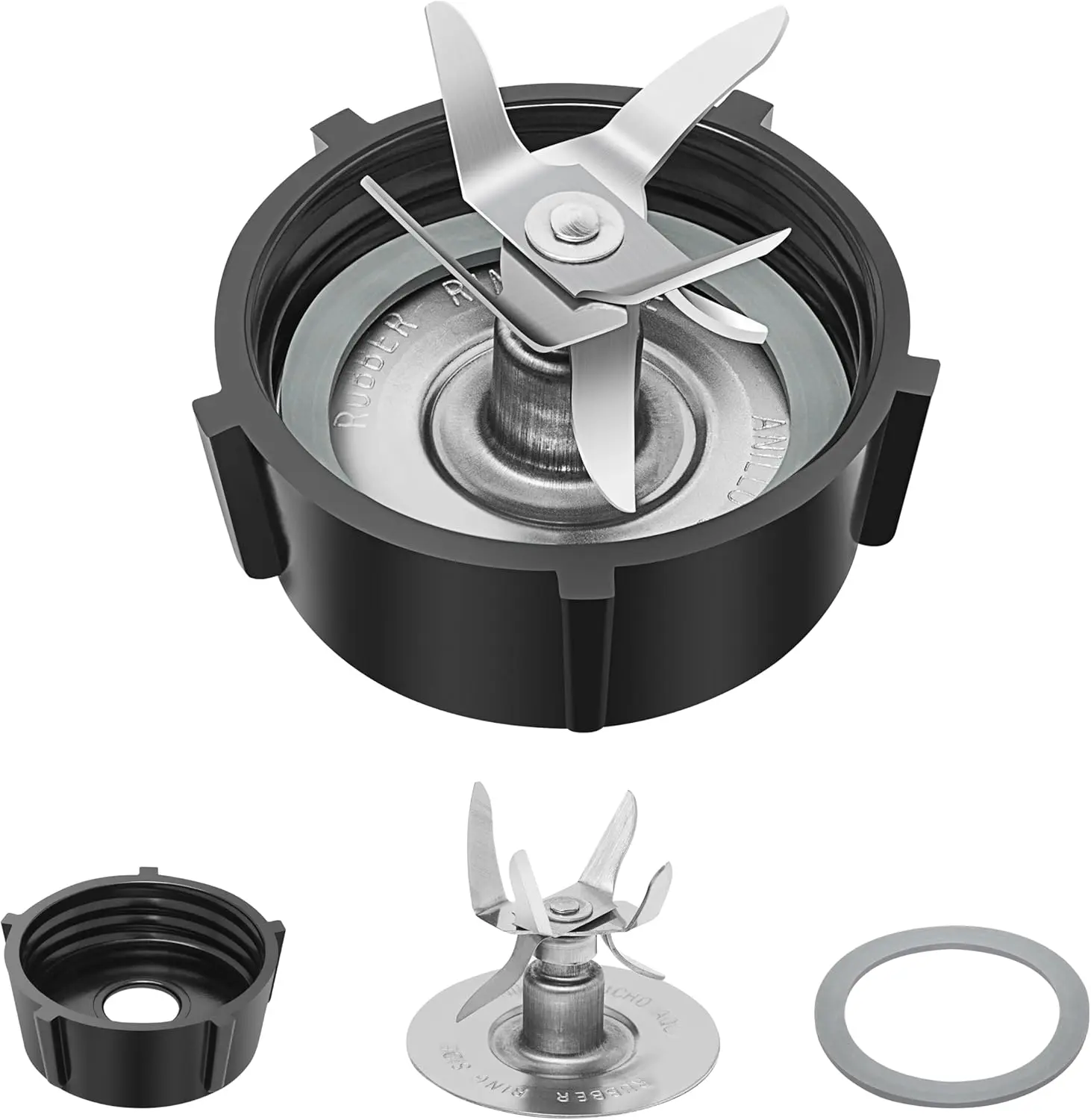 Blender Replacement Parts for Oster Blender - 6-Point Stainless Steel Blade With Jar Base Cap And 1 Pcs Ring Seal for Oster and Osterizer Blender Replacement Parts Gasket Accessory Refresh Kit