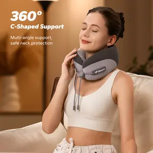 Merach Neck Massage Pillow with Heat - Ergonomic Travel Neck Cushion Vibration Massager for Deep Relaxation and Comfort Grey