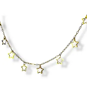 Star Lust Choker Handcrafted Necklace for Women Stainless Steel Hypoallergenic Tarnish Resistant 12-15" Star Charms