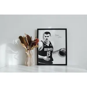 Nikola Jokic Poster Denver Nuggets NBA Wall Decor Basketball Prints for Kids, Men, Bedroom Poster
