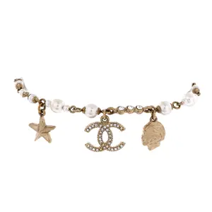 Pre-owned Chanel CC Charm Bracelet Faux Pearls and Metal by Rebag