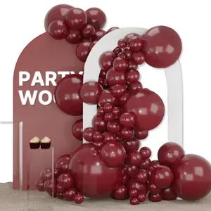PartyWoo 127-Piece Floatable Rubber Burgundy Balloon Arch Kit - 36,18,12,10,5 in Dark Chestnut Red Maroon Balloons with Pump for Wedding, Anniversary, Birthday Decorations