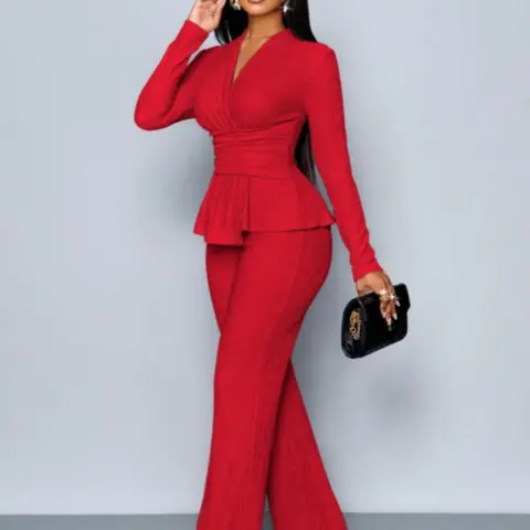Women's Apricot Color Elegant Elegance Chic V Neck Long Sleeve T-Shirt And Wide Leg Pants Two Piece Set Suits, Asymmetrical Hem Two-Piece Outfits, Casual Daily Wear, Womenswear Clothes Coordinate Matching Sets
