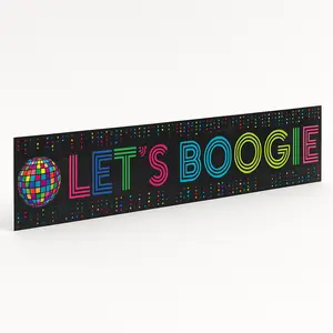 "Let's Boogie" Disco Fever Banner, 25-ft - Retro 70s Party Decoration