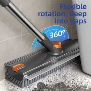 Gap Brush 360° Rotating Head Hard Bristle Floor Brush with Long Handle for Toilet & Bathroom Cleaning Tool