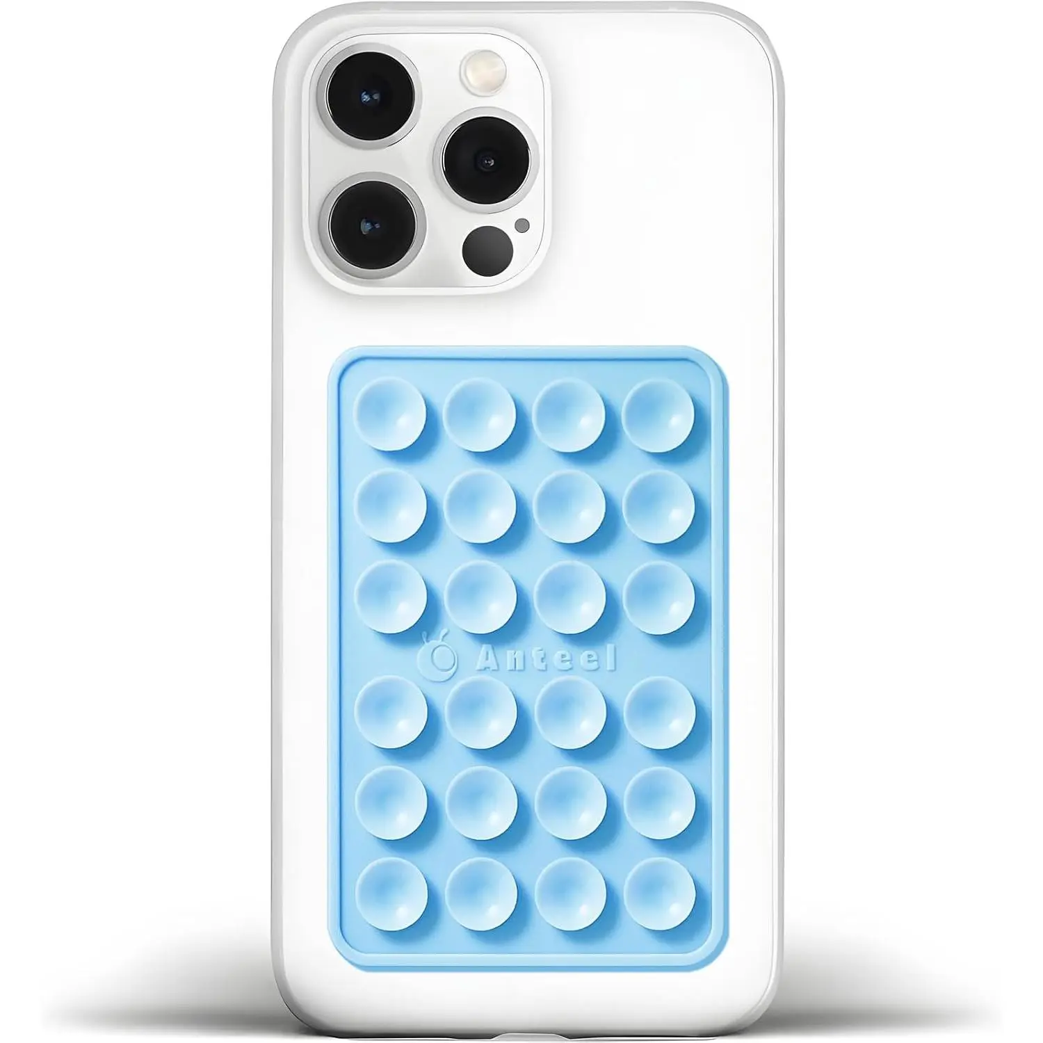 Anteel Medium-Sized  Suction Phone Case Adhesive Mount, Enhanced Suction Power and Upgraded Thickened Sticky Phone Grip, Durable, Hands-Free Sticky Phone Holder, 2.28"x3.46" ( Blue)