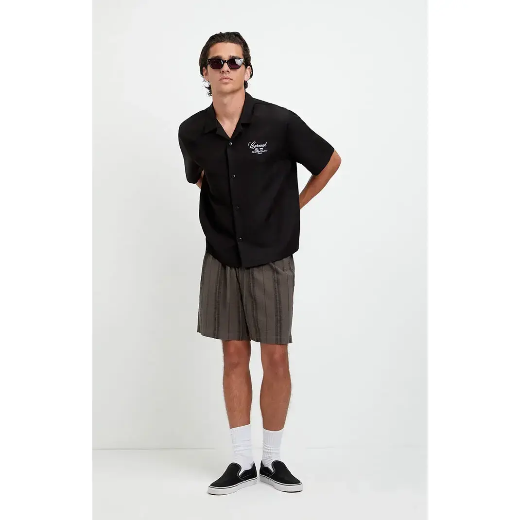 Pacsun Men's Olive Striped Russel Linen Volley Shorts