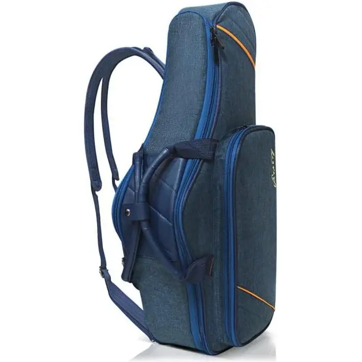 Alto Saxophone Case - 2-in-1 Padded Backpack Gig Bag with Flute Pocket, Accessory Storage, 20mm Soft Padding, Double Zipper, 24-inch Length, Adjustable Double Straps, Anti-Skid Rubber, Lightweight Durable Protection (Blue), Convenient 2-In-1 Carrying Opti