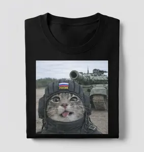 [Flashsale up to 50%]100% Cotton “Tank Cat” Funny Cat Emoji T-Shirt