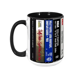 [SALE UP TO 51%] Dolly Parton Cassette Tape Mug, Retro Album Spines Coffee Cup, Country Music Queen Gift, Jolene Style Decor
