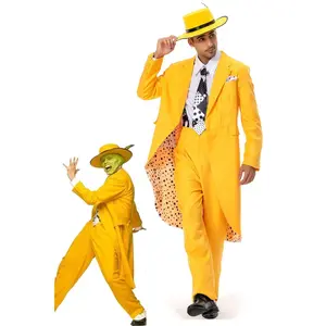 The Mask Jim Carrey Cosplay Costume Man Yellow Suit Outfits Halloween Party Role Play Clothes For Male Adult New
