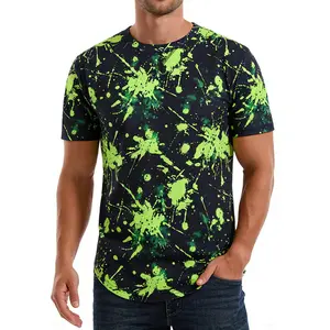 Unisex Neon Green Paint Splatter T - Shirt, Graffiti - Inspired Casual Tee for Adults, Ideal for Streetwear, Music Festivals, or Daily Wear