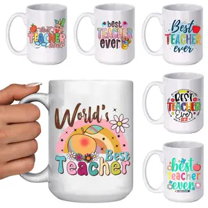 15oz Teacher Appreciation Gifts Best Teacher Ever Gifts, Teacher Mug, Teacher Gifts for Women Men, Thank You Teacher Gifts, Christmas Gifts for Teacher Drinkware Tumbler Reuse Ceramic Cup Coffee Drink Reusable Washable