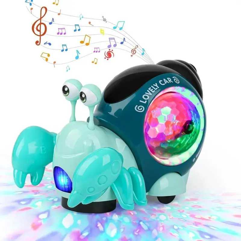 Electric Toy Hermit Crab Car, Multifunction Portable Omnidirectional Walking Obstacle Avoidance Music Light Projection, Toy, Kids Entertainment
